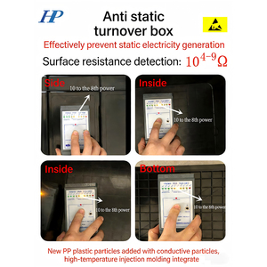 Custom Anti Static Turnover Box With Lid For ESD Sensitive Components Black Conductive Plastic Storage Container - Product Image 3