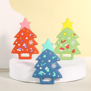 Mordedor de silicona para árbol de Navidad infantil, anillo masticable de platino de grado alimenticio y Juguete con cuentas, palo para masticar bebé en forma de dibujos animados - Product Image 1