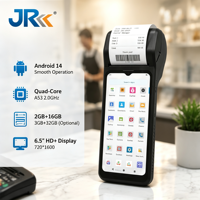 Terminal de point de vente mobile Android 14.0 JR SA650 avec écran tactile de 6,5 pouces, lecteur de code-barres NFC, machine de paiement, CE ROHS FCC