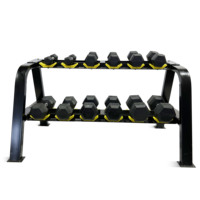 Vente en gros d'haltères hexagonaux fixes en caoutchouc noir équipement de musculation de gymnastique à domicile ensemble d'haltères à poids libres