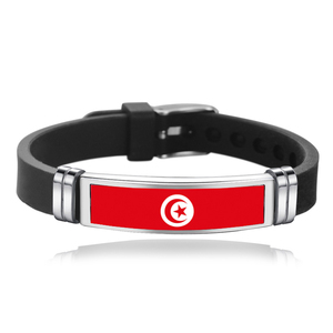 Bracelet en cuir incrusté d'acrylique avec drapeaux de tous les pays africains (Tunisie, Kenya, Mali, Ghana) pour la commémoration des voyages et des anniversaires - Product Image 1