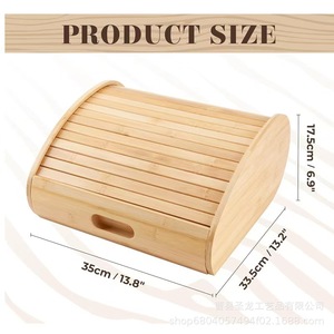 กล่องขนมปังไม้ไผ่ ฝาเลื่อนไม้เนื้อแข็ง สำหรับเก็บขนมปังและขนมอบ - Product Image 4