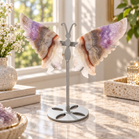 Ornement en cristal d'agate améthyste de 13 cm en forme d'ailes de papillon, pierre naturelle, décoration d'intérieur, cadeau