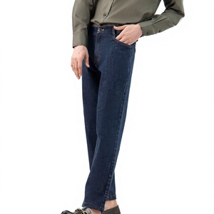 Jeans de Hombre, Corte Recto, Lavado Oscuro, Cintura Media, Ajuste Regular, Pantalones de Mezclilla de Algodón, Casuales de Otoño, Alta Calidad - Product Image 1