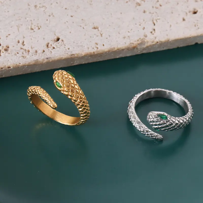 Французское дизайнерское кольцо в форме змеи, модные золотые и серебряные украшения, Нерегулируемое кольцо из титановой стали для женщин