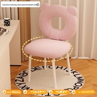Tabouret de maquillage de luxe nordique avec dossier, chaise de coiffeuse style crème pour chambre à coucher, table de toilette, meubles de salon