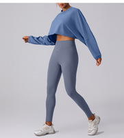 Ensemble de yoga 2 pièces pour femmes, haut court respirant et leggings - Léger, extensible dans quatre directions, séchage rapide, vêtements de sport pour la salle de sport