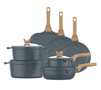 Ensemble de 21 casseroles, poêles et grillades en aluminium sans PFOA, antiadhésif