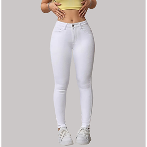 Pantalons Chic Grande Taille pour Femmes, Motif Uni, Taille Haute, Longueur Entière, Coupe Ajustée, Extensible, Chic et Mignon, Jeans Droit Crayon Respirant - Product Image 1