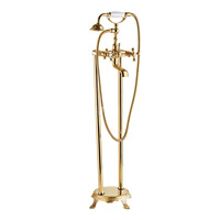 Ensemble de robinetterie de baignoire vintage plaqué cuivre-argent de haute qualité pour installation au sol, style vertical, douche de style impérial