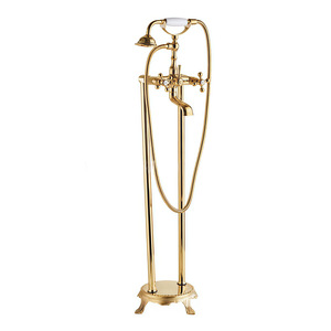 Ensemble de robinetterie de baignoire sur pied en cuivre électroplaqué noir doré antique, avec douchette <span class=keywords><strong>verticale</strong></span> de style impérial - Product Image 5