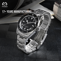Montre mécanique pour homme en acier inoxydable avec aiguilles lumineuses, bracelet de 20 mm, style business, résistante à l'eau