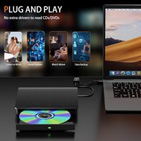 Grabadora de CD/DVD RW USB 3.0 Portátil, Transferencia de Datos de Alta Velocidad, Grabadora/Reproductor de CD/DVD Delgado de 1.2 cm para Computadoras Portátiles y de Escritorio