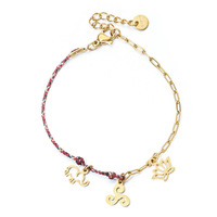 Pulsera de Cuentas Estilo Francés con Diseño de Margarita Oceánica |   Cadena de Acero Inoxidable, Joyería Boho para Vacaciones en la Playa, Venta al por Mayor para Mujer