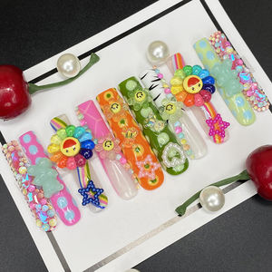 Uñas postizas adhesivas reutilizables diseñadas con puntas de uñas de cobertura completa Arte de uñas artificiales 10PCS Encantos Decoración Manicura - Product Image 3