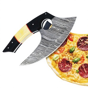 Cuchillo Ulu de Acero de Damasco Hecho a Mano con Mango de Madera de Toro, Hoja de Caza con Punta Caída, Personalizable DIY OEM - Product Image 4