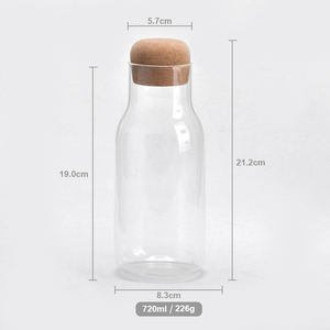 <span class=keywords><strong>Carafe</strong></span> en verre transparent, <span class=keywords><strong>avec</strong></span> <span class=keywords><strong>bouchon</strong></span> de liège, pichet à boissons - Product Image 2