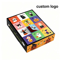 Boîte en carton pliable personnalisée avec logo pour Halloween, avec bouton, pour petits cadeaux, emballage en carton recyclé, vente en gros