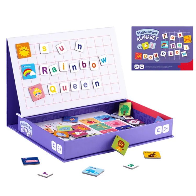 Montessori Early Learning Kids Educational Toys Game Wooden Magnetic Alphabet Word Spelling English Learning Puzzle Game