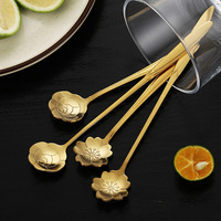 Fleur de cerisier Style japonais cuillère à café en métal tasse et cuillère en acier inoxydable ensemble pour cuisine thé mariages cadeaux