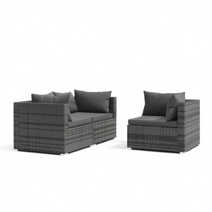 Ensemble de salon de jardin en rotin gris, 2 places, mobilier d'extérieur contemporain, structure en acier durable - Product Image 1