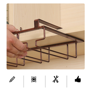 Estante de cocina debajo del armario, soporte colgante para copa de vino y vidrio, colgador de almacenamiento debajo del armario, Baño - Product Image 5