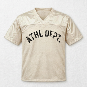 เสื้อฟุตบอลตาข่ายทรงหลวมคอวีระบายอากาศได้ดีชุดฝึกซ้อมเสื้อทีม Athl Dept XXIII สีครีมเบจ LVBY Academy Sport - Product Image 1