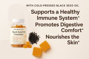 Gomitas de aceite de semilla negra de etiqueta privada OEM de <span class=keywords><strong>Vigo</strong></span> con vitamina E Zinc para soporte inmunológico diario suplemento de vitamina Halal de cabello vegano - Product Image 6