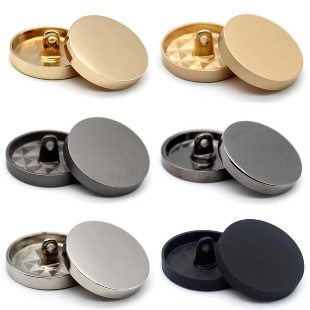 Round Flat Metal Zinc Alloy Shank Sewing Buttons for Clothing