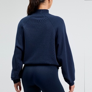 Nueva Llegada, MOQ Bajo, Sudadera de Algodón 100% para Mujer, Cómoda, para Bajar de Peso, con Hombros Caídos y Media Cremallera - Product Image 2