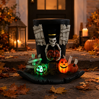 Figurine de squelette Grim Reaper lumineuse en résine de 10,04 po avec lanterne pour décoration d'Halloween - Vente en gros