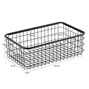 Panier rectangulaire <span class=keywords><strong>urbain</strong></span> moderne en fil métallique noir Organisateur détachable et empilable pour la cuisine et le salon Paniers de rangement urbains - Product Image 4