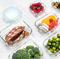 Lot de 9 contenants alimentaires en verre borosilicate simple de 36 oz avec couvercles en PP – Sans BPA, étanches, compatibles lave-vaisselle (9 couvercles, 8 contenants)