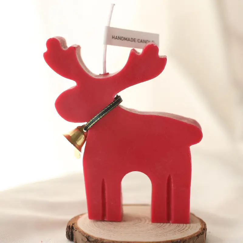 UO 맞춤형 교환 선물 엘크 양초 참신 사진 소품, 생일 선물을위한 4 색 크리스마스 동물 양초