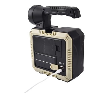 Portable Led Searchlight Solar Rechargeable Emergency <b>Light</b> Outdoor Camping Lamp With Handle Beige Yellow - Product Image 3