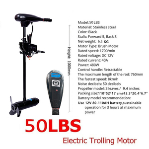 Solar Marine 50lb Electric Outboard Engine <strong>Trolling</strong> <strong>Motor</strong> Transom Mounted With 8 Variable Speed for Inflatable Fishing Boats - Product Image 5