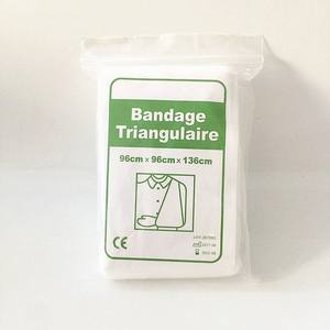ผ้าพันแผลสามเหลี่ยมปฐมพยาบาลผ้าฝ้าย100% ผ้านอนวูฟเวนผ้าพันแผลสามเหลี่ยมฟื้นฟูฉุกเฉินแบบใช้แล้วทิ้ง - Product Image 2