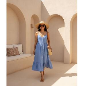 Robe d'été pour femmes, décontractée, légère, tissu doux, coupe confortable, idéale pour les voyages, les vacances, les stations balnéaires et le quotidien - Product Image 2