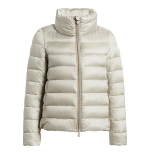 Chaqueta Acolchada para Mujer, Cuello Alto, Manga Larga, Color Sólido, Cierre de Cremallera, Abrigo de Invierno, Relleno de Poliéster - Product Image 1