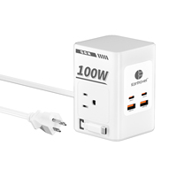 Stop Kontak Listrik Harga Terjangkau PD 100W Gan 4 Port USB Pelindung Lonjakan Arus 110-250V AC Kabel Ekstensi 2m Colokan AU