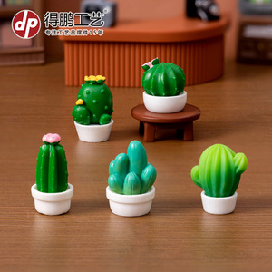 Mini Figuras de Cactus de Resina, Suculentas en Maceta, Decoraciones de Escritorio para Casa de Muñecas - Product Image 3