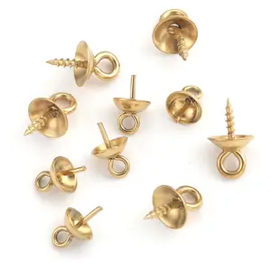 Stainless Steel Cup Pearl Screw End Caps Peg Bails Eyepins Hooks DIY Connector for Jewelry Findings