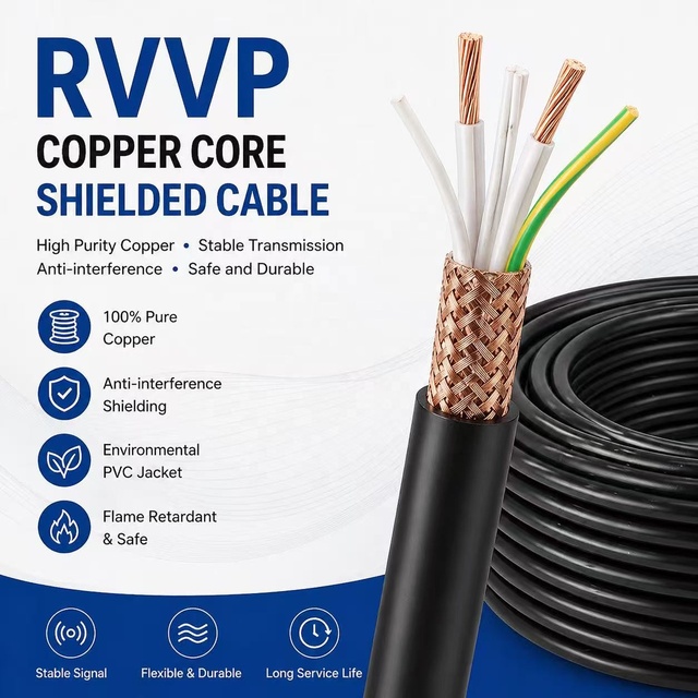 26AWG 24AWG 22AWG 2 3 4 5 6 7 8 Core Shielded Cable Pure Copper RVVP Shielded Wire Control Cable Signal Wire
