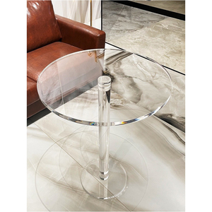 Italian light luxury <b>coffee</b> <b>table</b>, home living room, simple transparent dining <b>table</b>, balcony, <b>small</b> circular <b>table</b> - Product Image 5