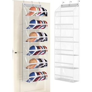 Clear Over the Door <b>Hat</b> Rack PVC Organizer for Baseball Caps Wall Mount Storage <b>Holder</b> White - Product Image 1