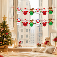 ChengNuoYiBai CNYB30 3D Handgefertigte Weihnachtskugel-Girlande mit Weihnachtsmann und Schneemann, Papierbanner, Feiertagsdekoration für Kamin und Fenster