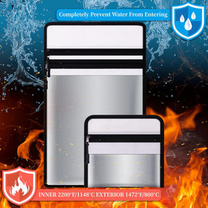 耐火ドキュメントバッグ2ポケットシルバー耐火バッグ反射ストリップ付き防水および耐火バッグドキュメント用 - Product Image 3