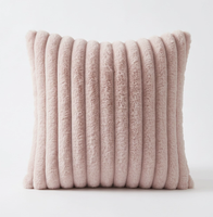 Housse de coussin en peluche style fourrure de lapin, côtelée, garnissage en coton PP, design carré moderne et minimaliste pour la décoration de Noël, coussin décoratif