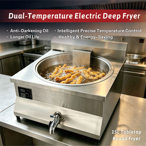 <span class=keywords><strong>Friteuse</strong></span> Ronde Double Température Hansu 15L avec Affichage Numérique et Contrôle de Température, Facile à Démonter, en Acier Inoxydable SUS304, Machine à Snacks Électrique - Product Image 5