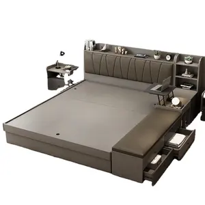 Nome do Produto: Preço de fábrica Armazenamento cama queen/cama king size com armazenamento cama quadro armazenamento rainha